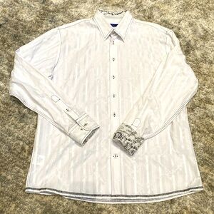 Georg Roth men’s dress shirt, XXL, white with black design
